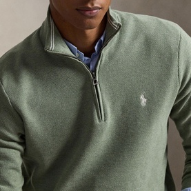 Pony Logo Mesh Knit Zip Sweater