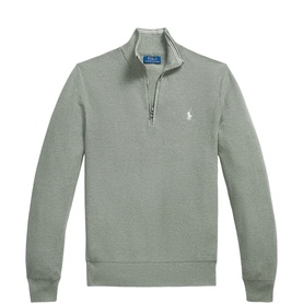 Pony Logo Mesh Knit Zip Sweater