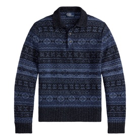 Fair Isle Polo-Collar Sweater