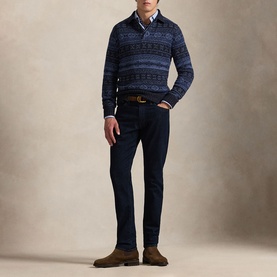 Fair Isle Polo-Collar Sweater