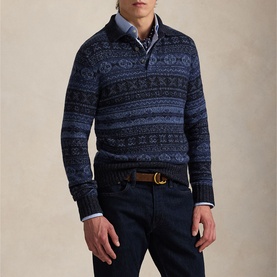 Fair Isle Polo-Collar Sweater