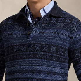 Fair Isle Polo-Collar Sweater