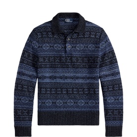 Fair Isle Polo-Collar Sweater