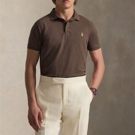 Custom Slim Fit Pony Logo Mesh Polo Shirt