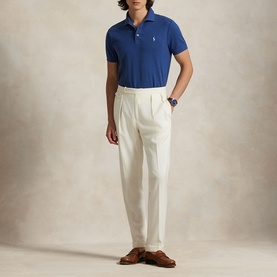 Polo Player Logo Stretch Mesh Polo Shirt