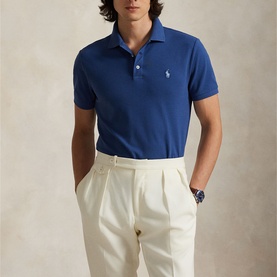 Polo Player Logo Stretch Mesh Polo Shirt