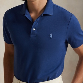 Polo Player Logo Stretch Mesh Polo Shirt