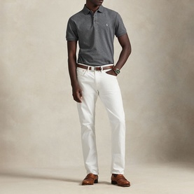 Polo Player Logo Stretch Mesh Polo Shirt
