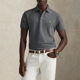 Polo Player Logo Stretch Mesh Polo Shirt