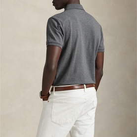 Polo Player Logo Stretch Mesh Polo Shirt