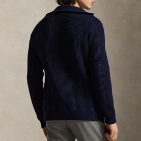 Pony Logo Waffle Knitted Zip Sweater