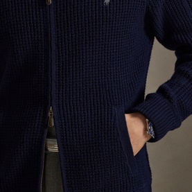 Pony Logo Waffle Knitted Zip Sweater
