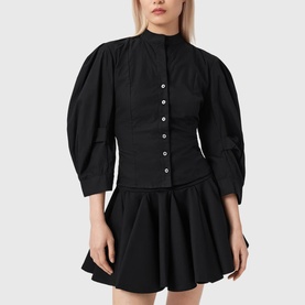 Maud Cropped Lace Up Blouse