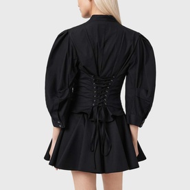 Maud Cropped Lace Up Blouse