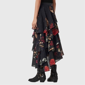 Caya Floral Tiered Ruffle Skirt