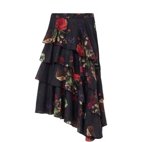 Caya Floral Tiered Ruffle Skirt