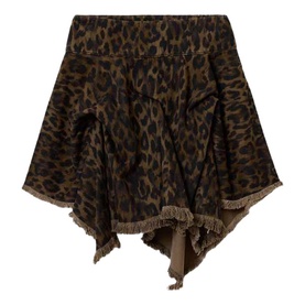 Crissy Leopard Denim Mini Skirt
