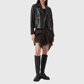 Crissy Leopard Denim Mini Skirt