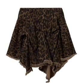 Crissy Leopard Denim Mini Skirt