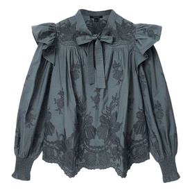 Nisa Embroidered Ruffle Blouse