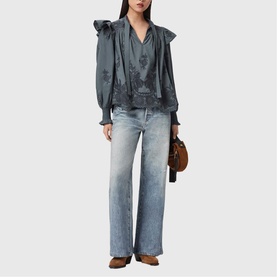 Nisa Embroidered Ruffle Blouse