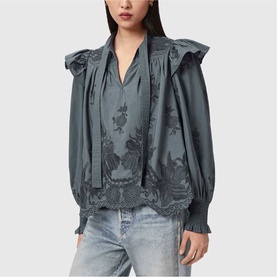 Nisa Embroidered Ruffle Blouse