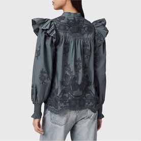 Nisa Embroidered Ruffle Blouse