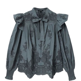 Nisa Embroidered Ruffle Blouse