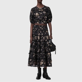 Talia Floral Tiered Flared Skirt