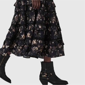 Talia Floral Tiered Flared Skirt