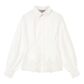 Carol Gathered Lace Trim Shirt