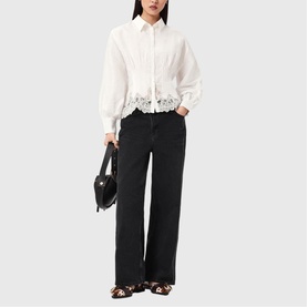 Carol Gathered Lace Trim Shirt