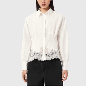 Carol Gathered Lace Trim Shirt