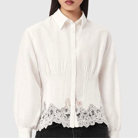 Carol Gathered Lace Trim Shirt