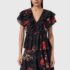 Alma Floral Ruffle Blouse