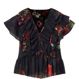 Alma Floral Ruffle Blouse
