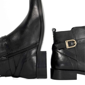 Pemma Flat Leather Ankle Boots