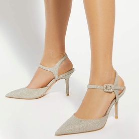 Channel Wide Fit Embellished Heeled Courts