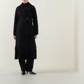 Fringe Felted Trench Coat