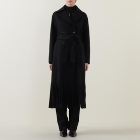 Fringe Felted Trench Coat