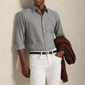 Polo Player Logo Plaid Performance Twill Shirt