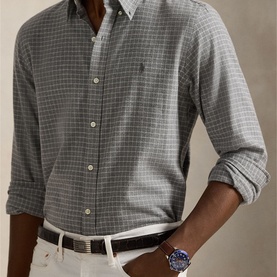 Polo Player Logo Plaid Performance Twill Shirt