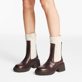 Tamia Cable Knit Leather Ankle Boots