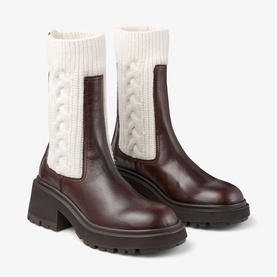 Tamia Cable Knit Leather Ankle Boots