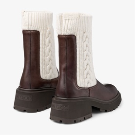 Tamia Cable Knit Leather Ankle Boots