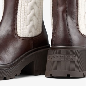 Tamia Cable Knit Leather Ankle Boots