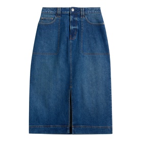 Tia Front Slit Denim Skirt