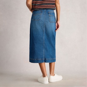 Tia Front Slit Denim Skirt
