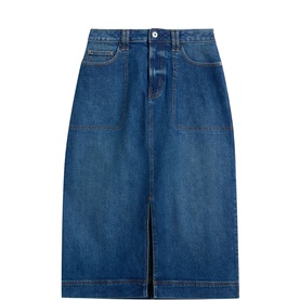 Tia Front Slit Denim Skirt
