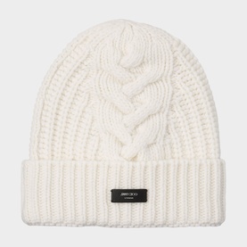 Yuki Cable Knit Logo Beanie